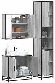 Set Mobili Da Bagno 3 Pz Grigio Sonoma İn Legno Multistrato /