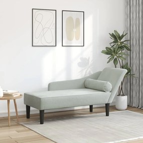 Chaise Longue Con Cuscini Grigio Chiaro İn Velluto /