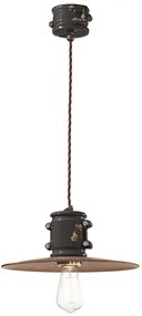Lampadario Vintage Urban Ferro E Ceramica Nero 1 Luce E27 40Cm