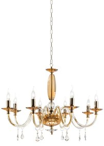 Lampadario a sospensione CECILIA in cristallo 8 luci D85 cm AMBRA