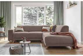 Divano angolare marrone allungabile e con contenitore (penisola a destra/a L) Classy Sophie – Miuform