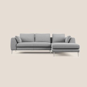 Plano divano moderno angolare con penisola in microfibra smacchiabile T11 grigio 252 cm Sinistro