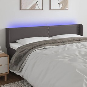 Testiera A Led Grigia 183x16x78/88 Cm İn Similpelle /
