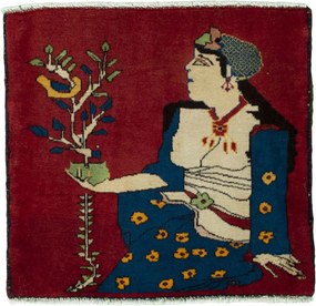 Shiraz Tappeto 60 x 60 Rosso (Iran) Annodato A Mano