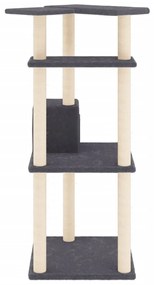 Albero per gatti con tiragraffi in sisal grigio scuro 123 cm