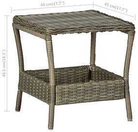 Tavolo da giardino marrone 45x45x46,5 cm in polyrattan