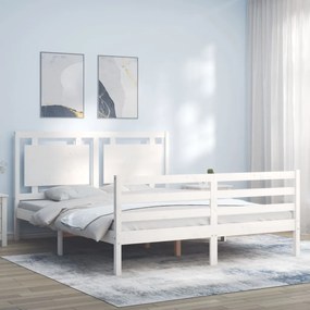 Giroletto Con Testiera Bianco 160x200 Cm Legno Massello /