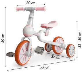 Bicicletta per bambini, bicicletta in rosa Ecotoys 4in1