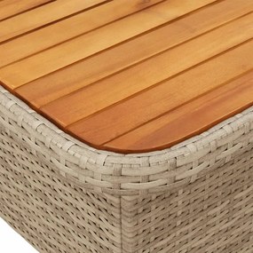 Set da pranzo da giardino 3 pz con cuscini beige in polyrattan