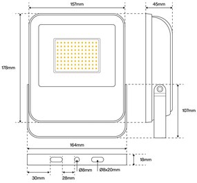 Proiettore LED 30W IP65 145lm/W Colore Bianco Naturale 4.000K