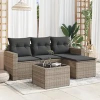 Set Divano da Giardino 5 pz con Cuscini Grigio in Polyrattan 3218870