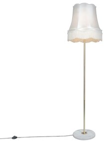 Lampada da terra retrò in ottone con paralume Granny crema 45 cm - Kaso