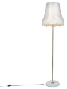 Lampada da terra retrò in ottone con paralume Granny crema 45 cm - Kaso