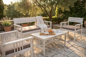 CAESAR - salotto da giardino in legno massiccio di acacia 2 posti completo di cuscini