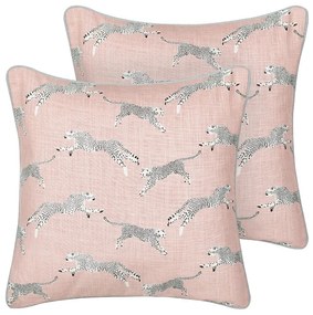 Set di 2 cuscini cotone rosa 45 x 45 cm ARALES Beliani