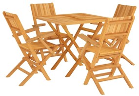 Set da pranzo per giardino 5 pz in legno massello di teak