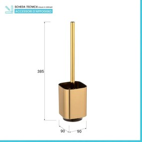 Portascopino WC in plastica color oro satinato e nero Lumina