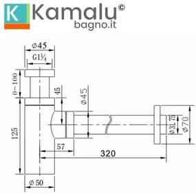 Kamalu - Sifone di scarico per lavabo in ottone cromato | KS044