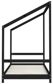 Giroletto per bambini nero 2x(90x200) cm legno massello di pino