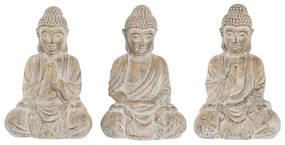 Statua Decorativa DKD Home Decor Finitura invecchiata Dorato Marrone Buddha Orientale Magnesio (30,5 x 24 x 45 cm) (3 Unità)