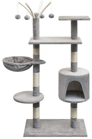 Albero per gatti con tiragraffi sisal 125 cm grigio