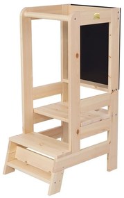 Torre di apprendimento di colore naturale in pino massiccio Montessori – Meowbaby