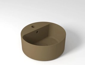 Lavabo da appoggio Open OLYMPIA CERAMICA tondo in ceramica con foro marrone
