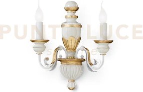 Firenze applique a parete bianco 2 luci attacco e14 decorato a mano
