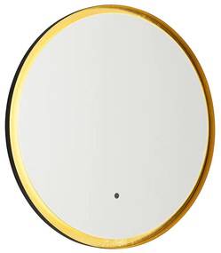 Specchio da bagno nero con oro incl. LED e dimmer touch - Pim