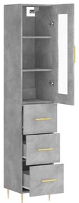 Credenza grigio cemento 34,5x34x180 cm in legno multistrato