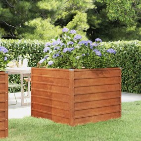 Letto Rialzato Da Giardino Ruggine 100x100x77 Cm Acciaio Corten /