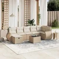 Set Divano da Giardino 8 pz con Cuscini Beige in Polyrattan 3264134