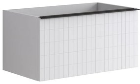 Mobile da bagno da fissare sotto lavabo L 80 x H 40 x P 45.5 cm bianco laccato, 2 cassetti Pixel grid