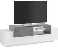 Mobile Porta Tv Moderno 160x40/45x51cm - ZENITH Colore: bianco laccato lucido/ardesia