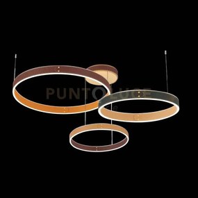 Leather milan lampada a sospensione a triplo anello distanziato, le...