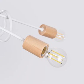 Sollux SL.1475 - Lampadario a plafone EMBER 5xE27/15W/230V bianco/beige/faggio