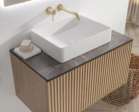 Mobile bagno sospeso 80cm rovere effetto cannettato KDS-80P - KAMALU