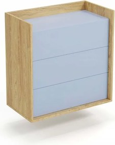 Comò modulare Mobius S3 in rovere naturale/blu - H83
