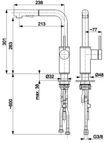 KFA Armatura 6623-110-22 - Rubinetto lavello con doccetta estraibile DUERO BASIC acciaio inossidabile