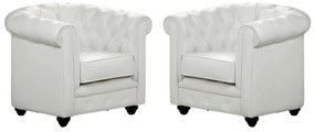 Poltrone CHESTERFIELD in similpelle Bianche - Lotto di 2