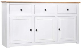 Credenza Bianca 135x40x80 Cm İn Legno Massello Di Pino Panama /
