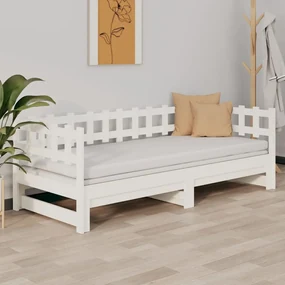 Dormeuse estraibile bianca 2x(80x200) cm legno massello di pino