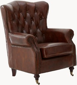 Poltrona in pelle con ruote Victor