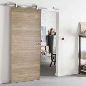 Porta scorrevole reversibile Swin in mdf marrone, L 93 x H 212 cm, con binario Ermes
