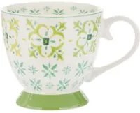 Tazza tè decoro verde in New Bone China, 450 ml