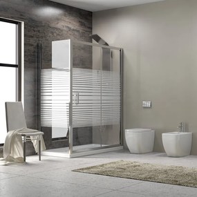 Kamalu - Box doccia 160x80 laterale fisso 80cm vetro serigrafato alto 180cm | K410NS