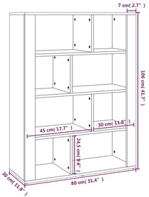 Credenza Nera 80x30x106 cm in Legno Multistrato