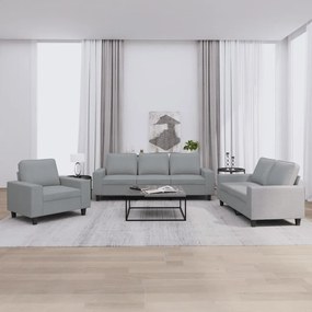 Set Di Divani 3 Pz Grigio Chiaro İn Tessuto /