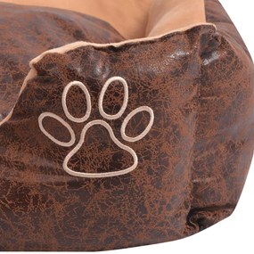 Cuccia per cani cuscino imbottito similpelle taglia m marrone