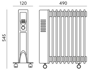 Riscaldatore olio a 11 lamelle YUGO 1000/1500/2500W/230V